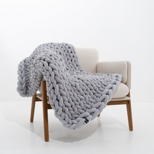 Manta Peseira de Tricot Solteiro/sofá 0,60x1,50m, Cor Cinza - Magma Cotton