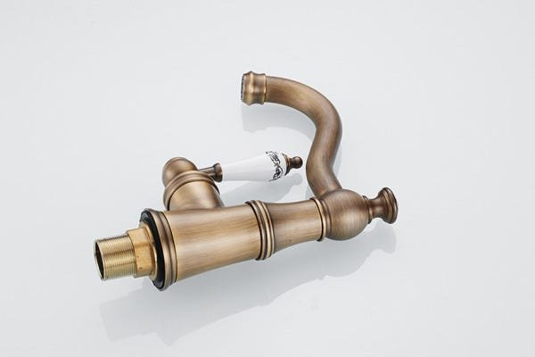 Torneira Vintage Mesa Latão Bronze Antigo Retrô Quente-fria - 2