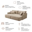 Ver imagem 3 de Sofá Cama Retrátil para Sala de Estar 4 Lugares 230cm Chicago Linho Bege - Nexta Casa