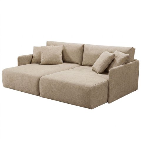 Sofá Cama Retrátil para Sala de Estar 4 Lugares 230cm Chicago Linho Bege - Nexta Casa