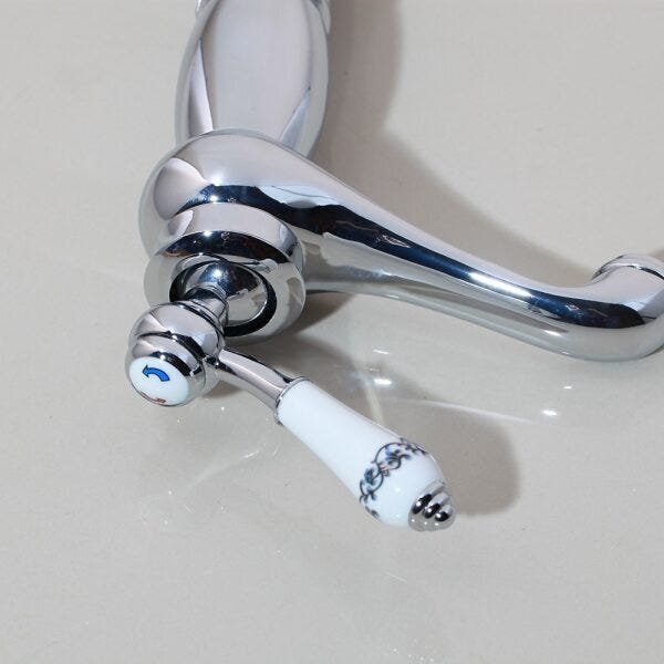 Torneira Mesa Alta Luxo Vintage Cromado com Porcelana Q/F - 3