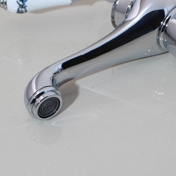 Torneira Mesa Alta Luxo Vintage Cromado com Porcelana Q/F - 2