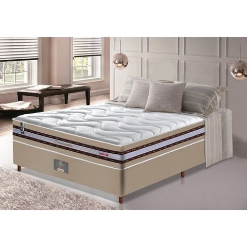 Cama Box Casal + Colchão de Molas Ensacadas D33 Cama Inbox Select Firme 138x188x71