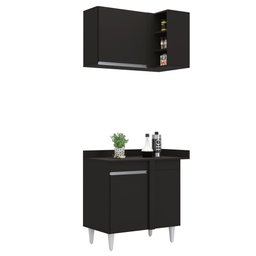 Armário de Cozinha Modulado de Canto Direito 4 Peças Cp37 Balcão sem Tampo Preto - Lumil Lumil Móvei - 9