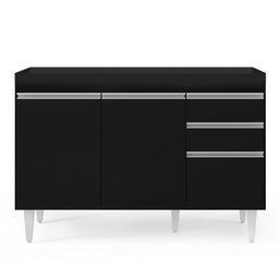 Armário de Cozinha Modulado de Canto Direito 4 Peças Cp37 Balcão sem Tampo Preto - Lumil Lumil Móvei - 7