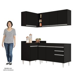 Armário de Cozinha Modulado de Canto Direito 4 Peças Cp37 Balcão sem Tampo Preto - Lumil Lumil Móvei - 5