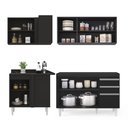 Ver imagem 6 de Armário de Cozinha Modulado de Canto Direito 4 Peças Cp37 Balcão sem Tampo Preto - Lumil Lumil Móvei