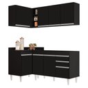 Ver imagem 1 de Armário de Cozinha Modulado de Canto Direito 4 Peças Cp37 Balcão sem Tampo Preto - Lumil Lumil Móvei