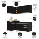 Ver imagem 3 de Armário de Cozinha Modulado de Canto Direito 4 Peças Cp37 Balcão sem Tampo Preto - Lumil Lumil Móvei