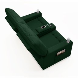 Poltrona Reclinável para Cinema Parma 2 Lugares Baú Usb Veludo Fh1 - D'rossi Cor Verde - 2 Poltrona Reclinável para Cinema Parma 2 Lugares Baú Usb Veludo Fh1 - D'rossi Cor Verde - 2