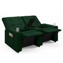 Ver imagem 3 de Poltrona Reclinável para Cinema Parma 2 Lugares Baú Usb Veludo Fh1 - D'rossi Cor Verde