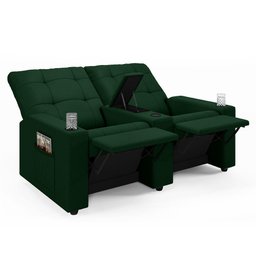 Poltrona Reclinável para Cinema Parma 2 Lugares Baú Usb Veludo Fh1 - D'rossi Cor Verde - 3 Poltrona Reclinável para Cinema Parma 2 Lugares Baú Usb Veludo Fh1 - D'rossi Cor Verde - 3