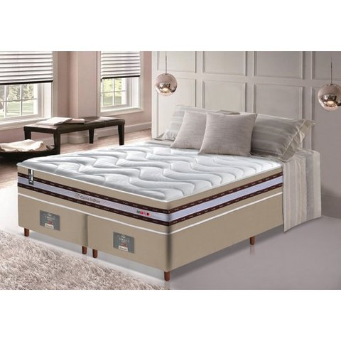 Cama Box Queen + Colchão de Molas Ensacadas D33 Cama Inbox Select Firme 158x198x71