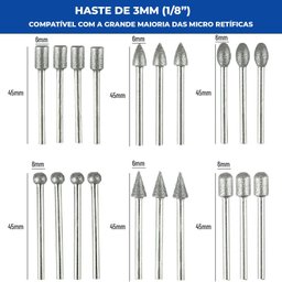 Kit 20 Pontas Diamantadas 3mm para Micro Retíficas Dremax - 2