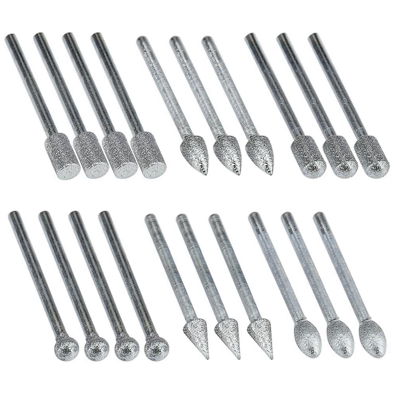 Kit 20 Pontas Diamantadas 3mm para Micro Retíficas Dremax - 9