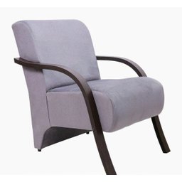 Poltrona Decorativa Santa Rita Suede com Braço de Maderia Cinza - 1