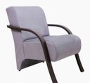 Ver imagem 1 de Poltrona Decorativa Santa Rita Suede com Braço de Maderia Cinza