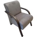 Ver imagem 2 de Poltrona Decorativa Santa Rita Suede com Braço de Maderia Cinza
