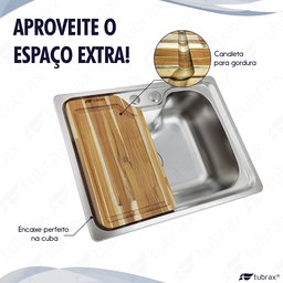 Cuba Cozinha Luxo Gourmet Inox Com Acessórios e Tábua De Corte - 5