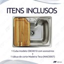 Ver imagem 2 de Cuba Cozinha Luxo Gourmet Inox Com Acessórios e Tábua De Corte