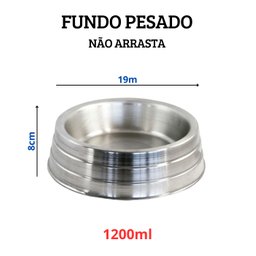 Kit 2 Comedouro Bebedouro Médio Alumínio Pesado 1200ml Jjb - 3