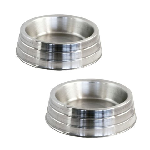 Kit 2 Comedouro Bebedouro Médio Alumínio Pesado 1200ml Jjb