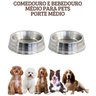 Kit 2 Comedouro Bebedouro Médio Alumínio Pesado 1200ml Jjb - 2