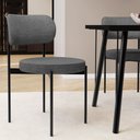 Ver imagem 2 de Kit 02 Cadeiras Estofadas para Sala de Jantar Louvre L02 Linho Cinza Escuro - Lyam Decor