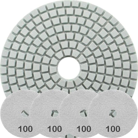 Kit 4 Disco Lixa Polimento Úmido Mármore 10 Cm Grão 100