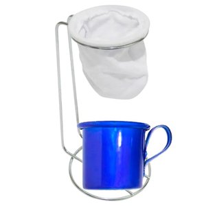Suporte Coador de Café Cromado e Caneca Decor - Azul Royal