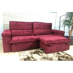 Sofá Retrátil Reclinável 2,10 M Vinho 323 Vergas - 3