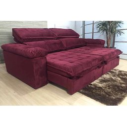 Sofá Retrátil Reclinável 2,10 M Vinho 323 Vergas - 2