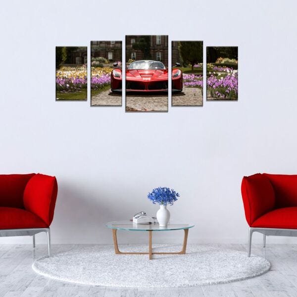 Quadro Esportivo Ferrari Decorativo Kit Moderno Mosaico - 1