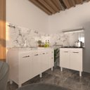 Ver imagem 2 de Balcão Armário Gabinete para Pia 138 Cm Camila e Balcão para Cooktop 5 Bocas Fran Branco