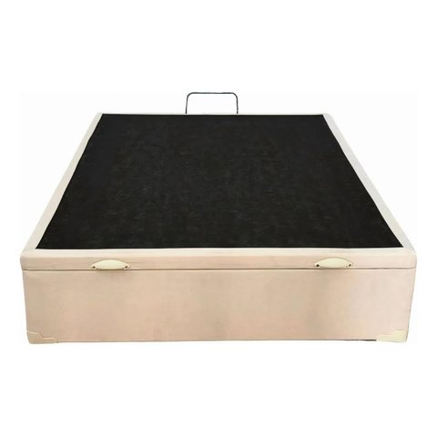 Cama Box Bau Bege Suede Casal Premium Blindada Super Reforçada