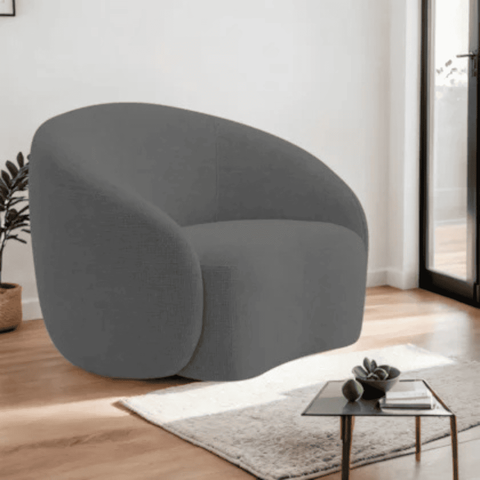 Poltrona Orgânica Luxo Recepção Sala de Estar e Tv Amore Linho Cinza Escuro- Mabe Magazine