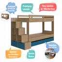 Ver imagem 6 de Cama Beliche Infantil com Escada e Nichos com 2 Gavetões Aveiro/Azul - Completa Móveis