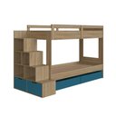 Ver imagem 3 de Cama Beliche Infantil com Escada e Nichos com 2 Gavetões Aveiro/Azul - Completa Móveis