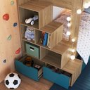 Ver mais imagens de Cama Beliche Infantil com Escada e Nichos com 2 Gavetões Aveiro/Azul - Completa Móveis