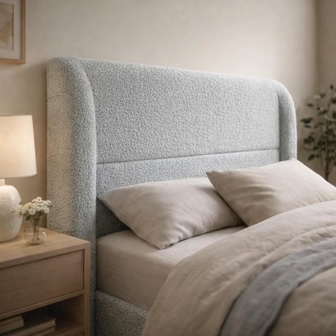 Cabeceira de Cama Box Viuva 1,20m Livia Boucle Azul - Mirra Decor