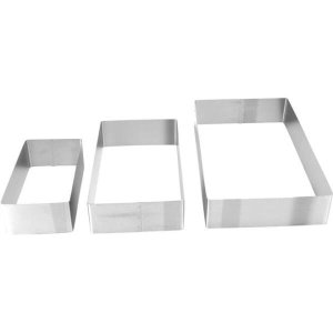 Molde para Bolo Aço Inox Retangular Kit 3 Peças Moda do Chef