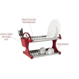 Escorredor de Louças para 12 Pratos Inox Suprema Brinox - 1 Escorredor de Louças para 12 Pratos Inox Suprema Brinox - 1
