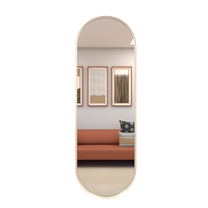 Espelho Grande Corpo Inteiro Oval com Moldura em Metal Industrial 150 X 40 Cm Off White