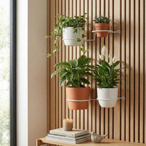 Kit 2 Suportes Parede para 2 Vasos Jardim Vertical Aço Branco