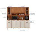 Ver imagem 5 de Cozinha Compacta 10 Portas 2 Gavetas 200cm com Nicho para Forno Itaflriz Itatiaia Marrom/Cinamomo/Off White