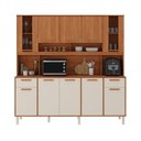 Ver imagem 2 de Cozinha Compacta 10 Portas 2 Gavetas 200cm com Nicho para Forno Itaflriz Itatiaia Marrom/Cinamomo/Off White