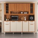 Ver imagem 1 de Cozinha Compacta 10 Portas 2 Gavetas 200cm com Nicho para Forno Itaflriz Itatiaia Marrom/Cinamomo/Off White