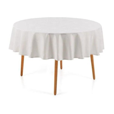 Toalha de Mesa Redonda 4 Lugares Diametro 1,40 Oxford Poliester Branco