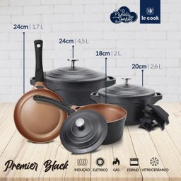 Jogo de 4 Panelas Premier Black Le Cook - 9