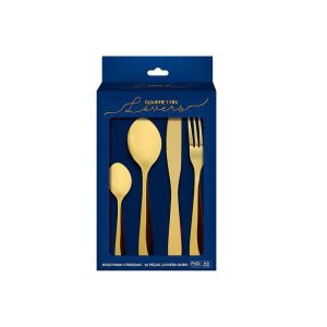 Faqueiro 16 Peças Lovers Ouro Gourmet Mix